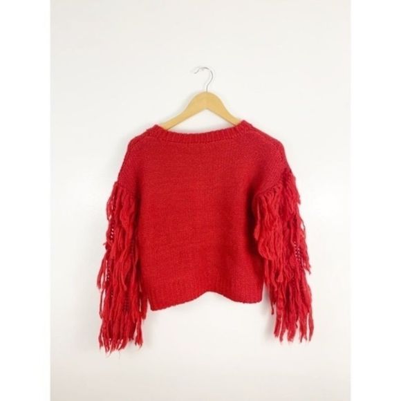 CLOSET CLOSING Love By Design Red Crewneck Fringe Sweater - Picture 6 of 6